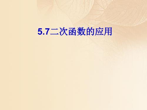 九年级数学下册5.7二次函数的应用新版青岛版.ppt