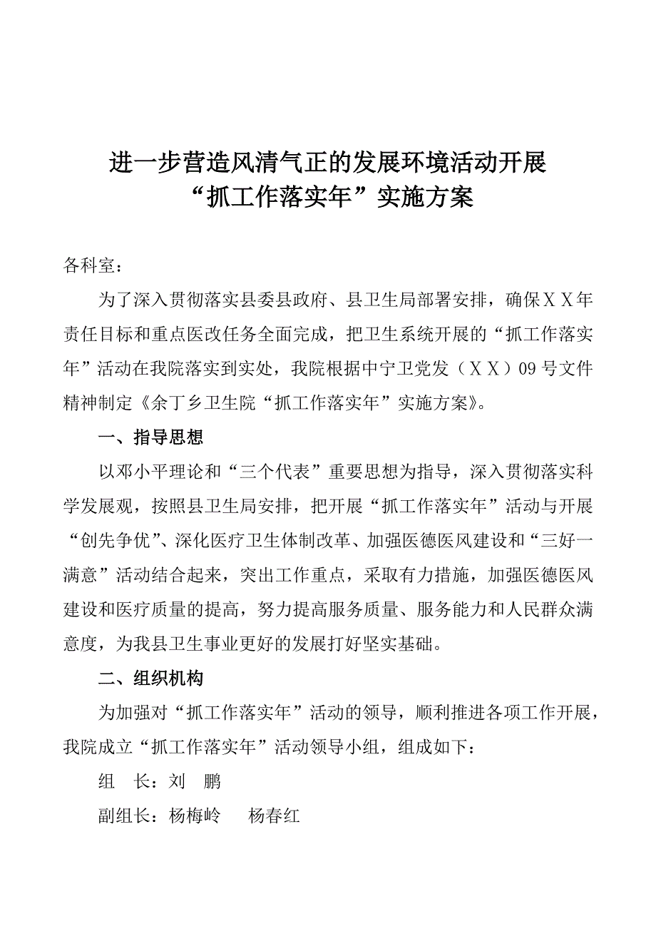 医院抓工作落实年实施方案.doc_第1页