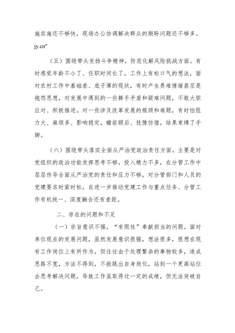 副县长2023专题民主生活会六个带头对照检查发言材料.docx_第3页