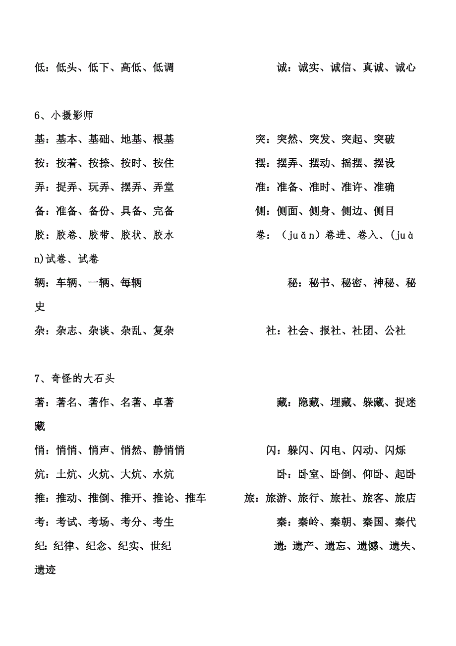 人教版三年级上册语文生字组词.doc_第3页
