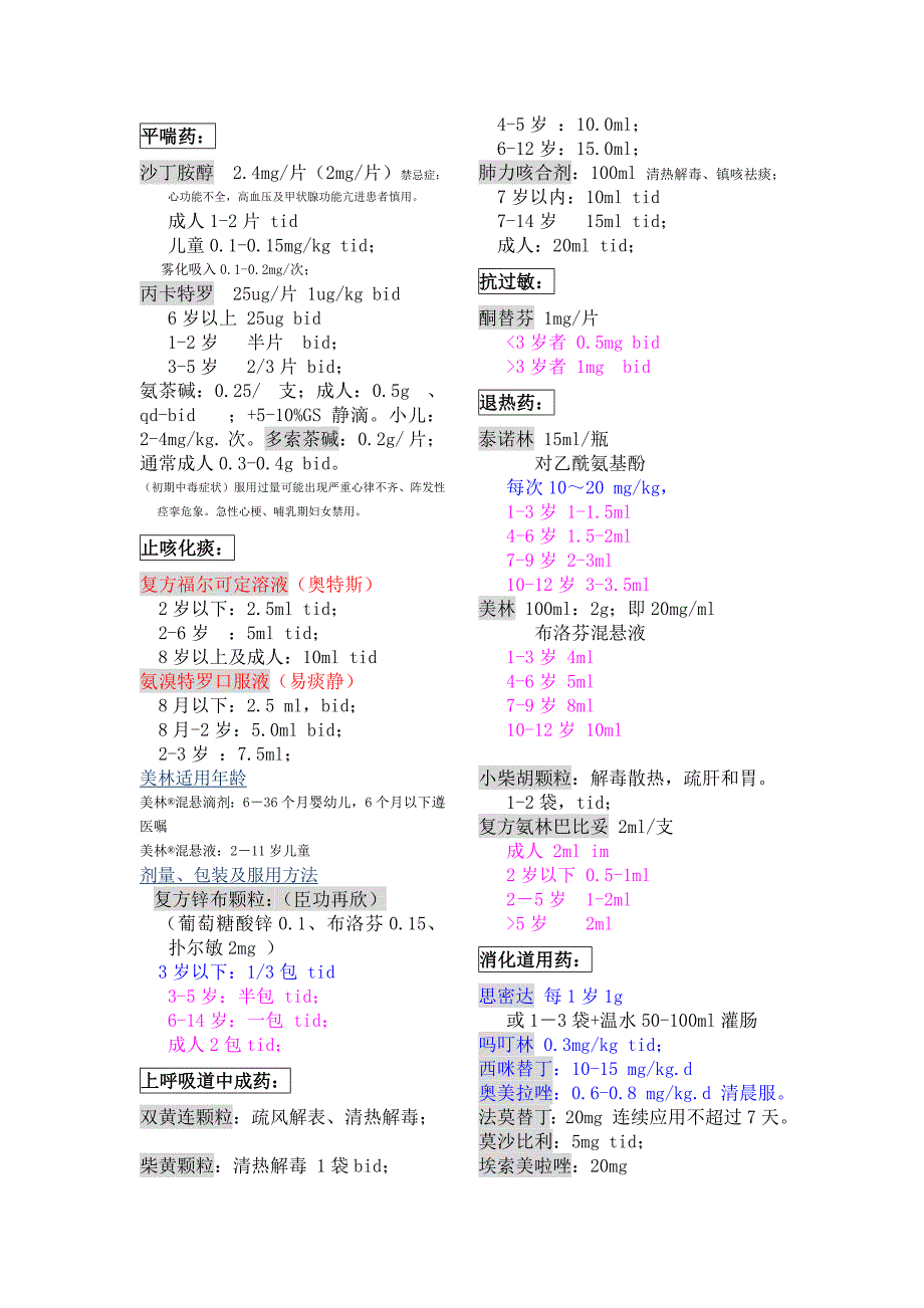 儿科常用药物剂量计算.doc_第1页