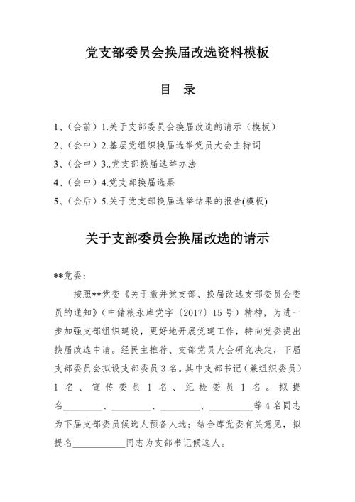 党支部委员会换改选资料模板.docx