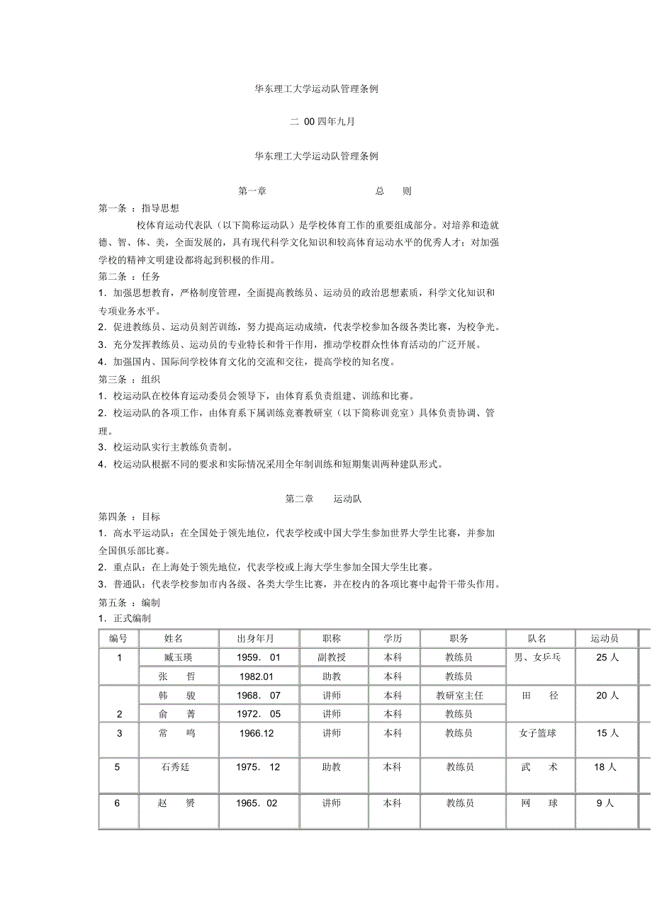 华东理工大学运动队管理条例.doc_第1页