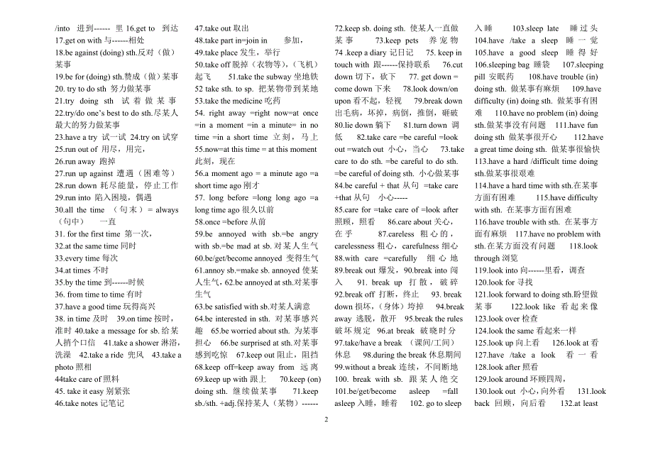 参考材料冀教版初中英语重点短语.doc_第2页