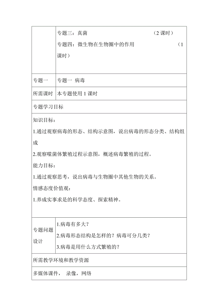 初中生物生物圈中的微生物单元教学设计以及思维导图.doc_第3页