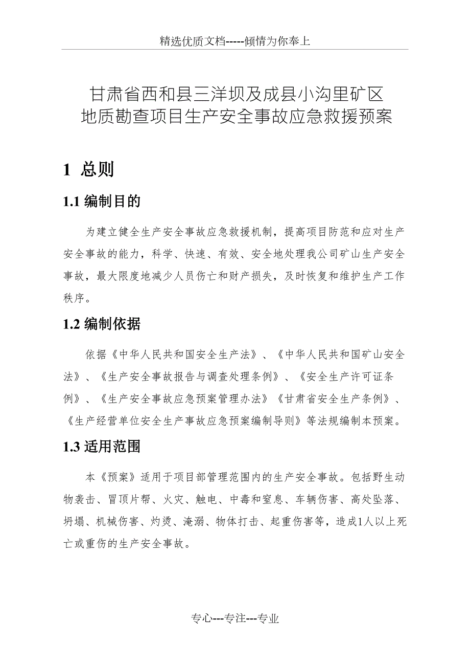 地质勘查项目应急预案共44页.doc_第2页