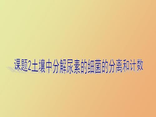 土壤中分解尿素的细菌的分离和计数.ppt