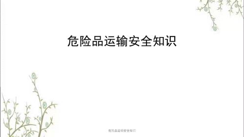 危险品运输安全知识PPT课件.pptx