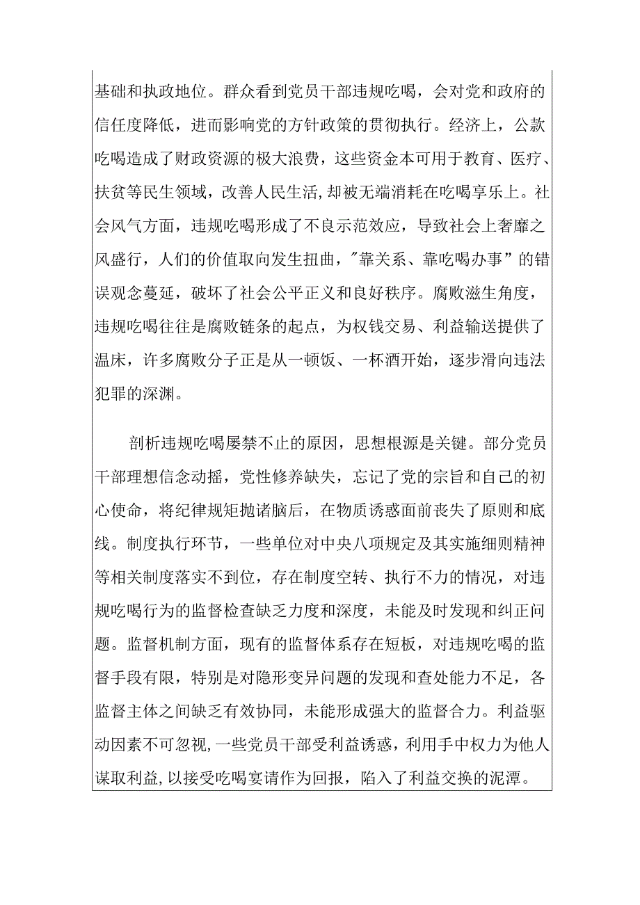 2025违规吃喝问题研讨发言材料精选3篇合辑.docx_第2页