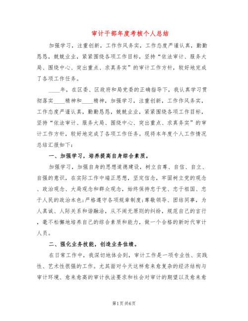 审计干部考核个人总结.doc