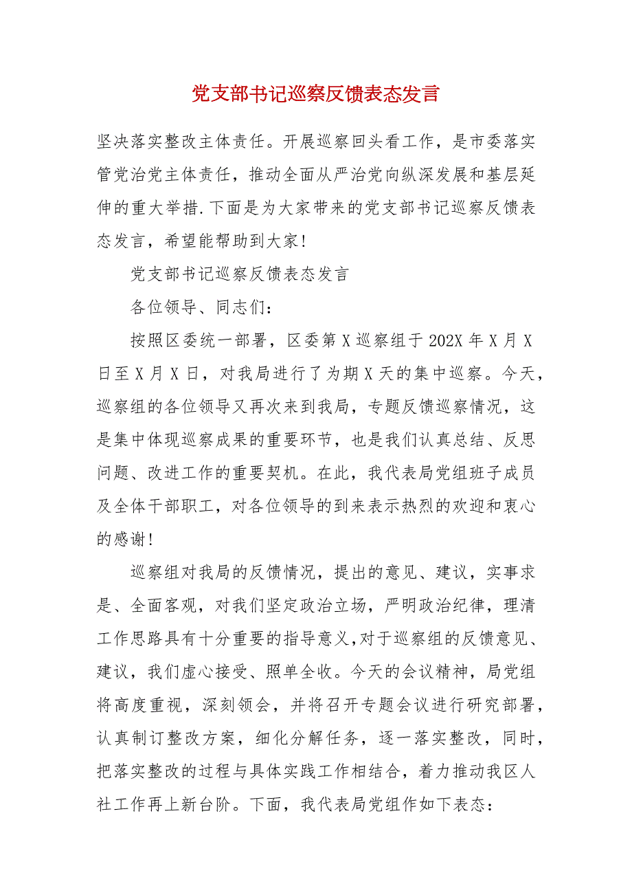 党支部书记巡察反馈表态发言.docx_第2页