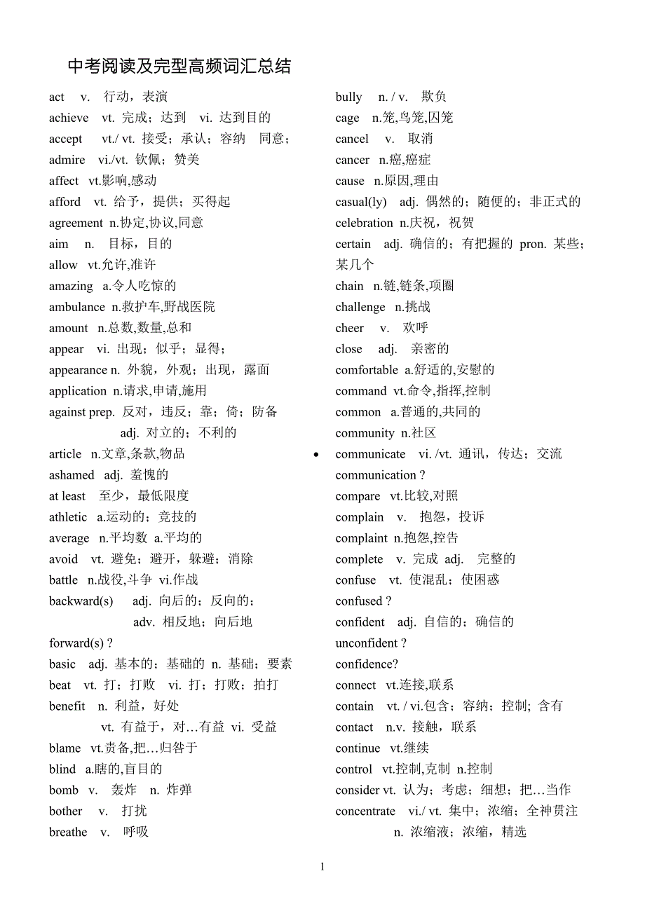 中考英语中考英语高频词汇整理.doc_第1页