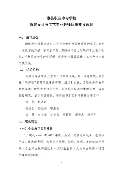专业教师队伍建设规划.doc