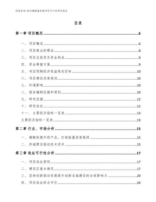 南京磷酸锰铁锂项目可行性研究报告参考模板.docx