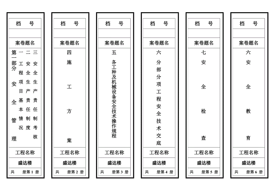 完整安全资料文件盒标签及卷内目录.doc_第1页