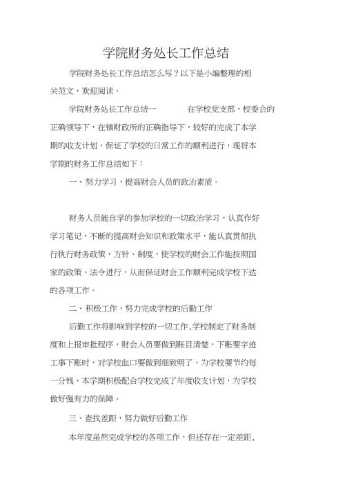 学院财务处长工作总结.doc