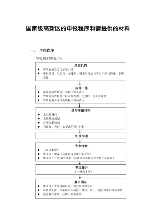 国家级高新区申报程序和需提供的材料简本.doc