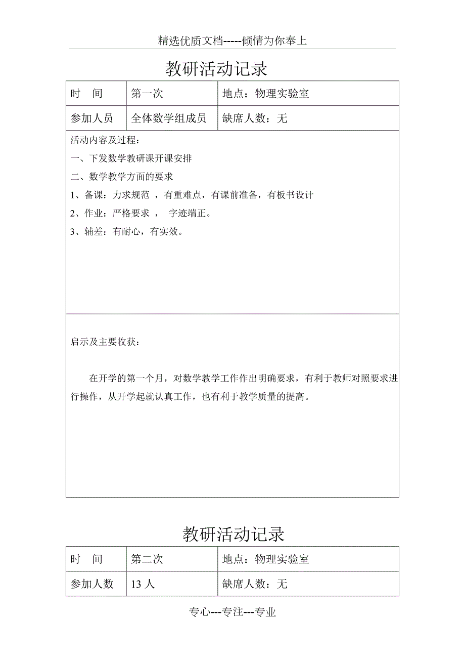 初中数学教研活动记录共13页.doc_第1页