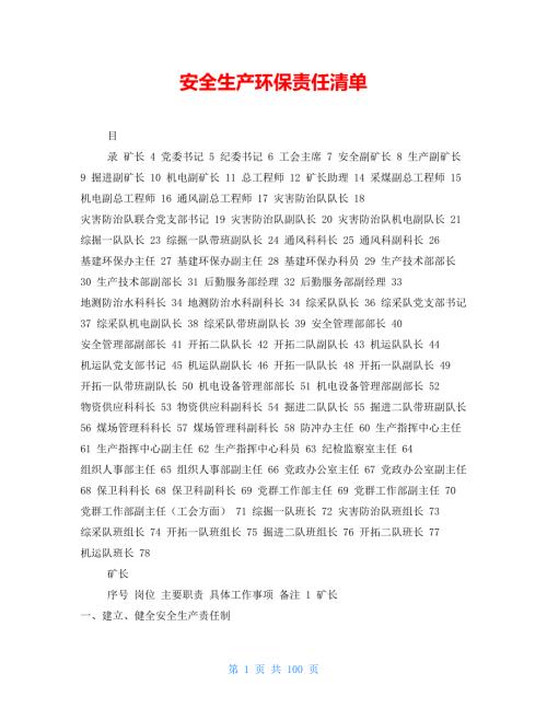 安全生产环保责任清单.doc