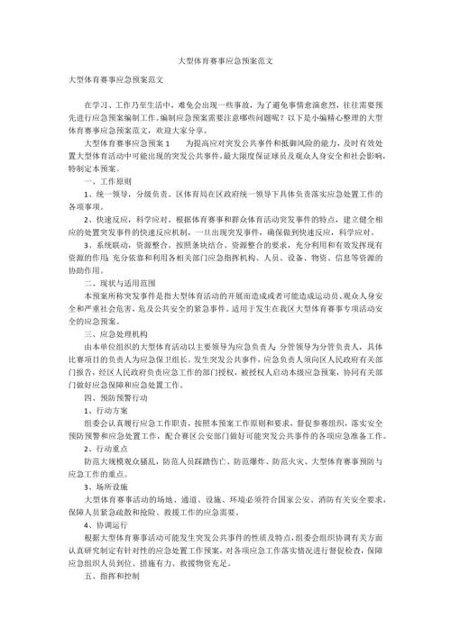 大型体育赛事应急预案范文.docx