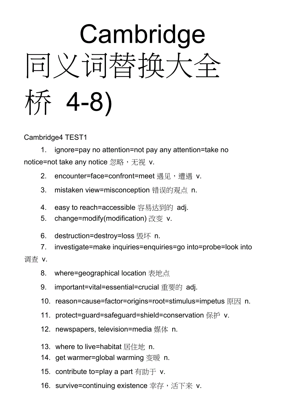 完整版刘洪波雅思阅读同义词替换大全.doc_第1页