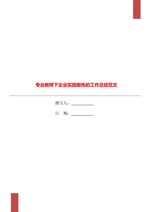 专业教师下企业实践锻炼的工作总结范文.doc