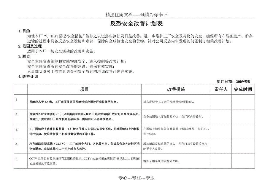 反恐安全改善计划表共5页.doc_第1页