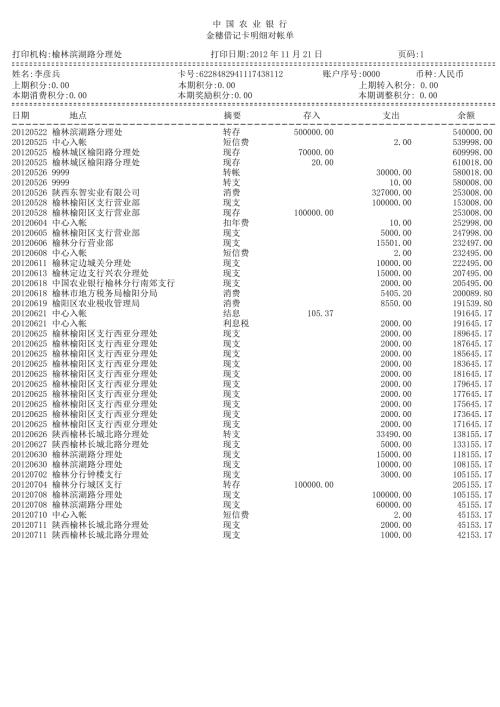 中国农业银行流水单.doc