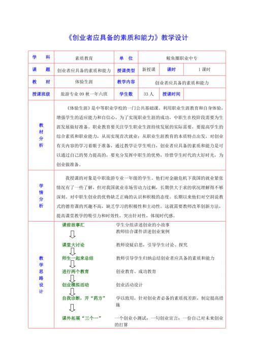 创业者应具备的素质和能力教案.doc