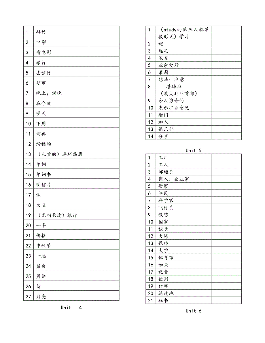 人教版6年级英语上册单词表默写版.doc_第2页