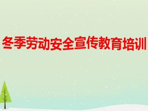 冬季劳动安全宣传教育培训.ppt