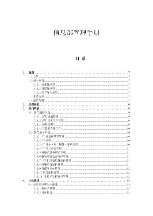 信息部管理手册TI部门全套工作规范管理流程.doc