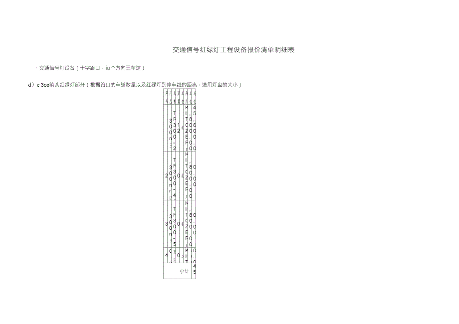 交通信号红绿灯工程设备报价清单明细表.doc_第1页