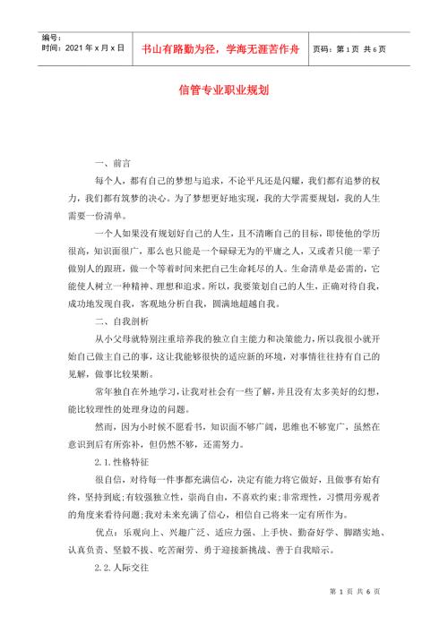 信管专业职业规划.doc