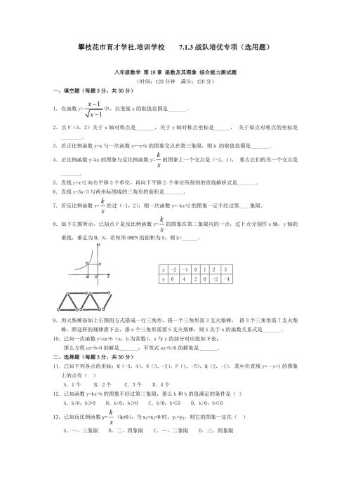 八年级数学下册函数及其图像.doc