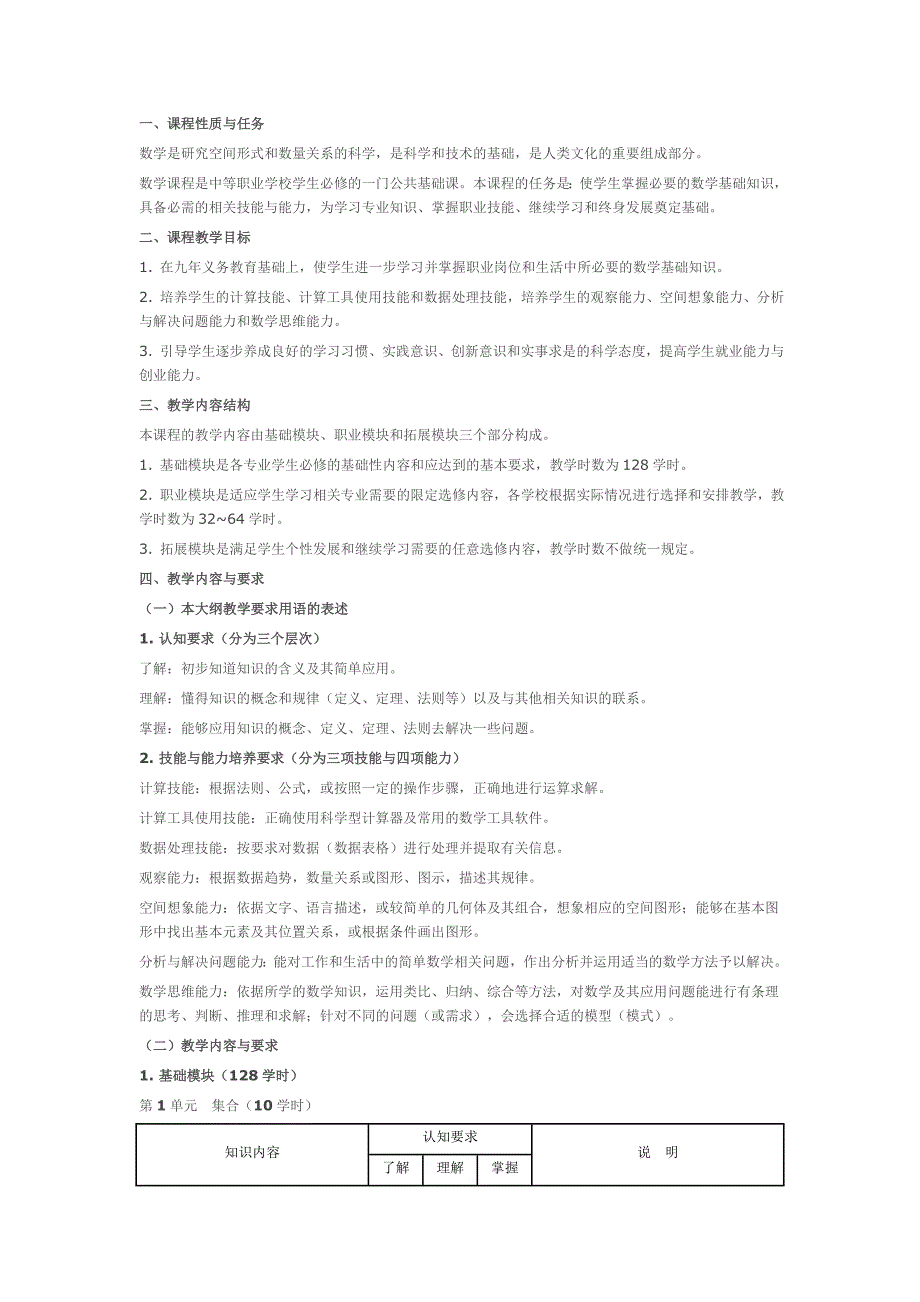中等职业学校数学教学大纲.doc_第1页
