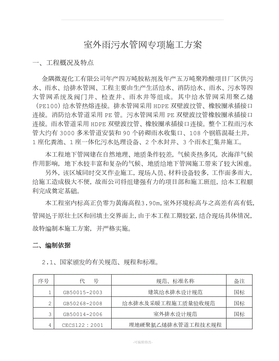 室外雨污水管网专项施工方案.doc_第1页
