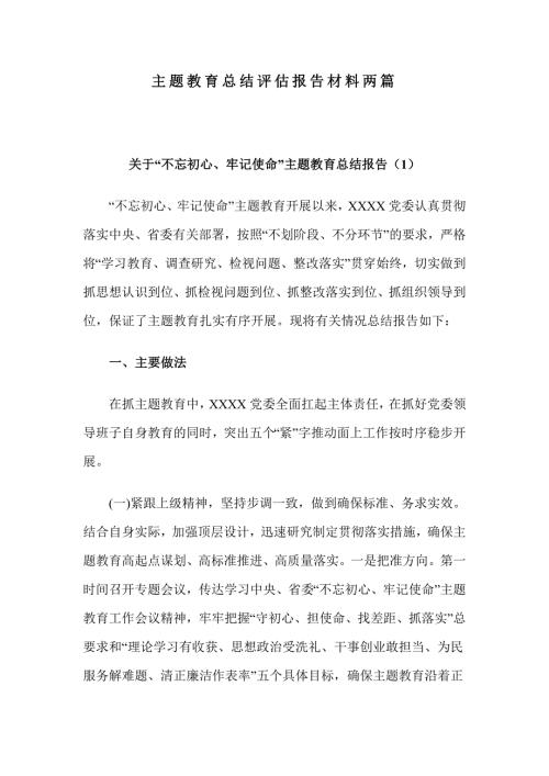 主题教育总结评估报告材料两篇.doc