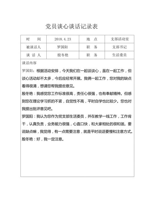 严选党员谈心谈话记录表.docx
