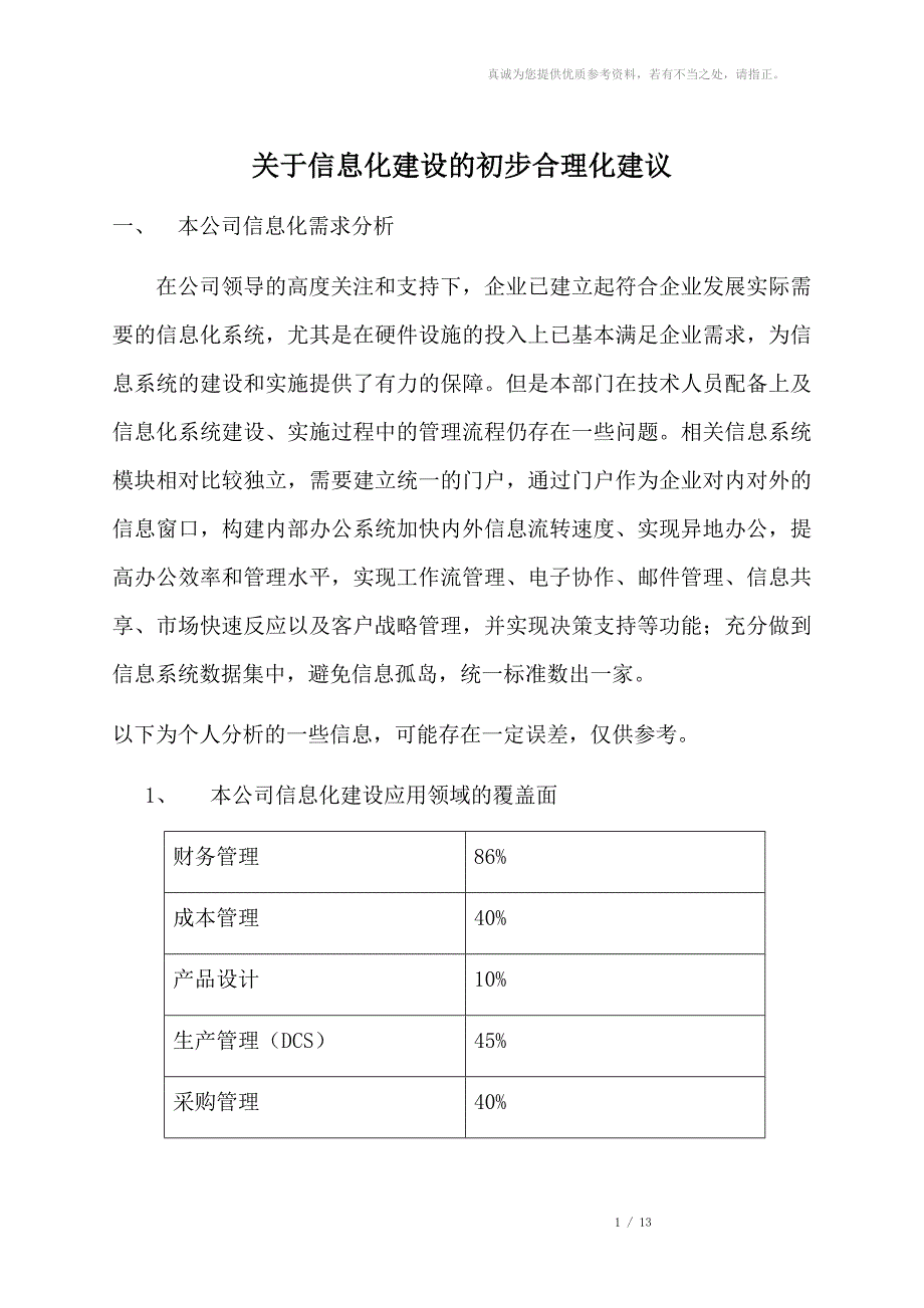 关于信息化建设初步合理化建议.doc_第1页