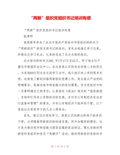 两新组织党组织书记培训有感.doc