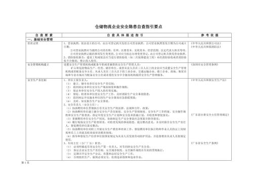 仓储物流企业安全隐患自查指引要点.doc