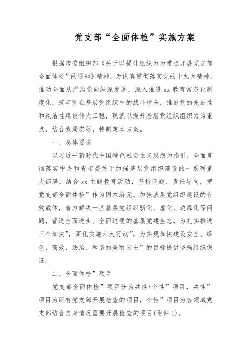 党支部全面体检实施方案.docx