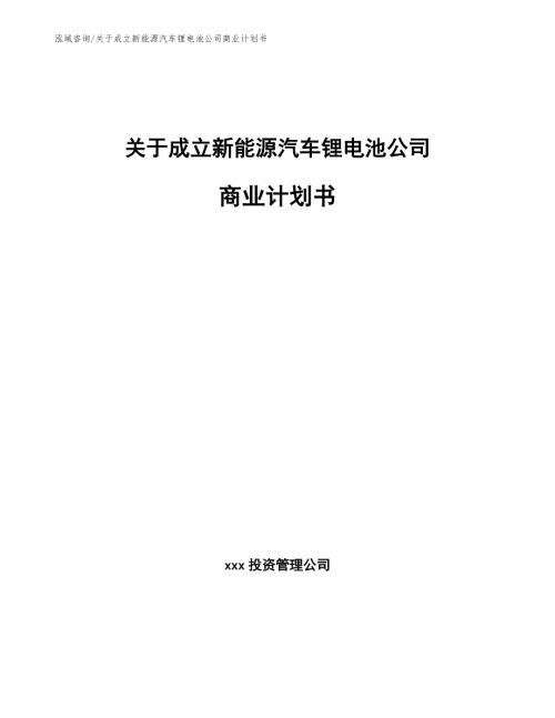 关于成立新能源汽车锂电池公司商业计划书模板范本.docx