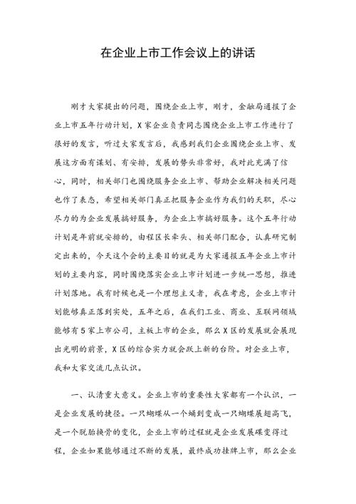 在企业上市工作会议上的讲话.docx