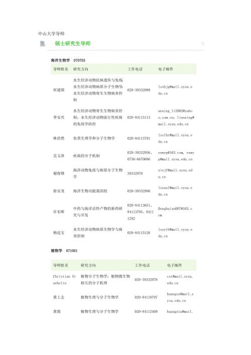 中山大学生命科学学院导师信息.doc