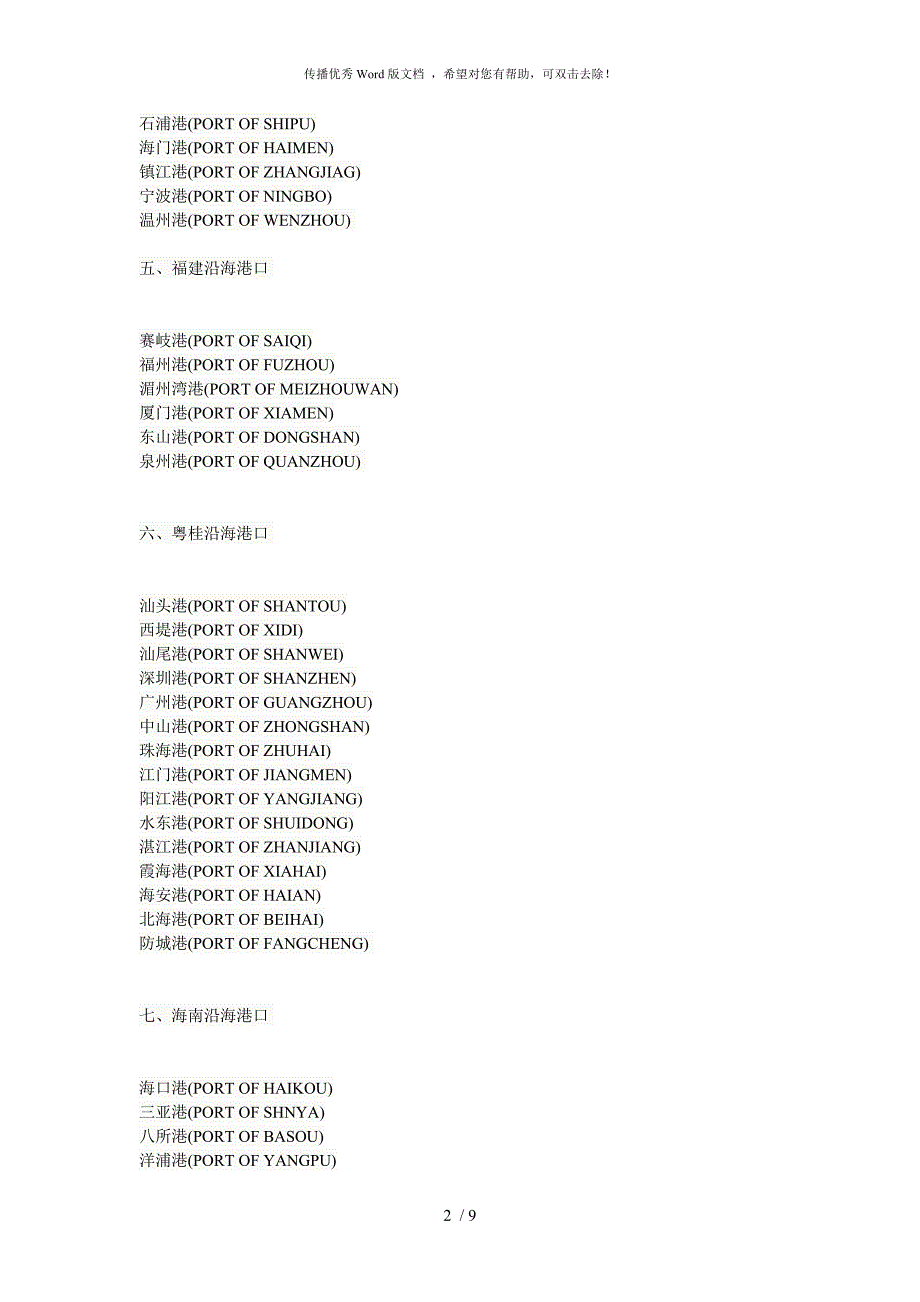 中国港口名称一览表.doc_第2页