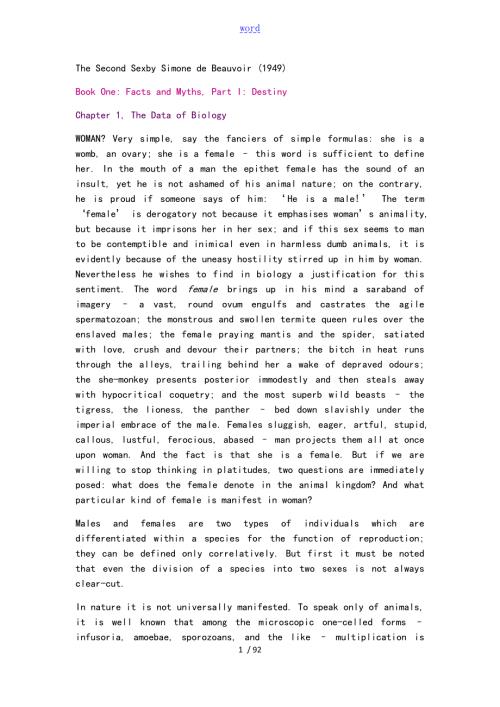 完整英文版第二性TheSecondSex.doc