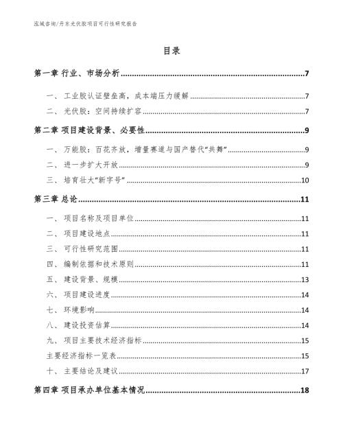 丹东光伏胶项目可行性研究报告范文模板.docx