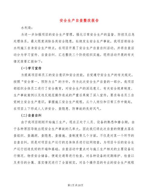 安全生产自查整改报告10篇.doc